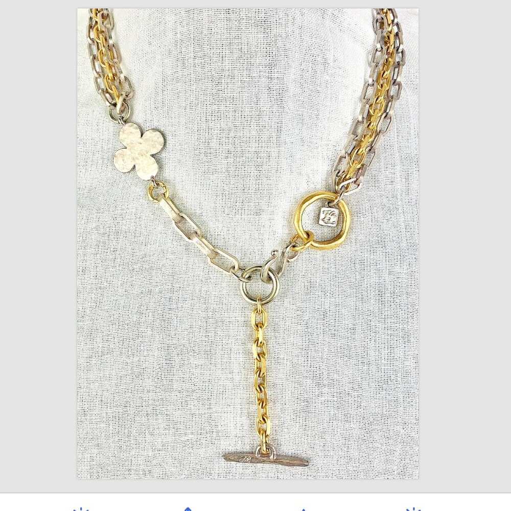 KARL LAGERFELD Vintage chain necklace  2 tone never worn Signed